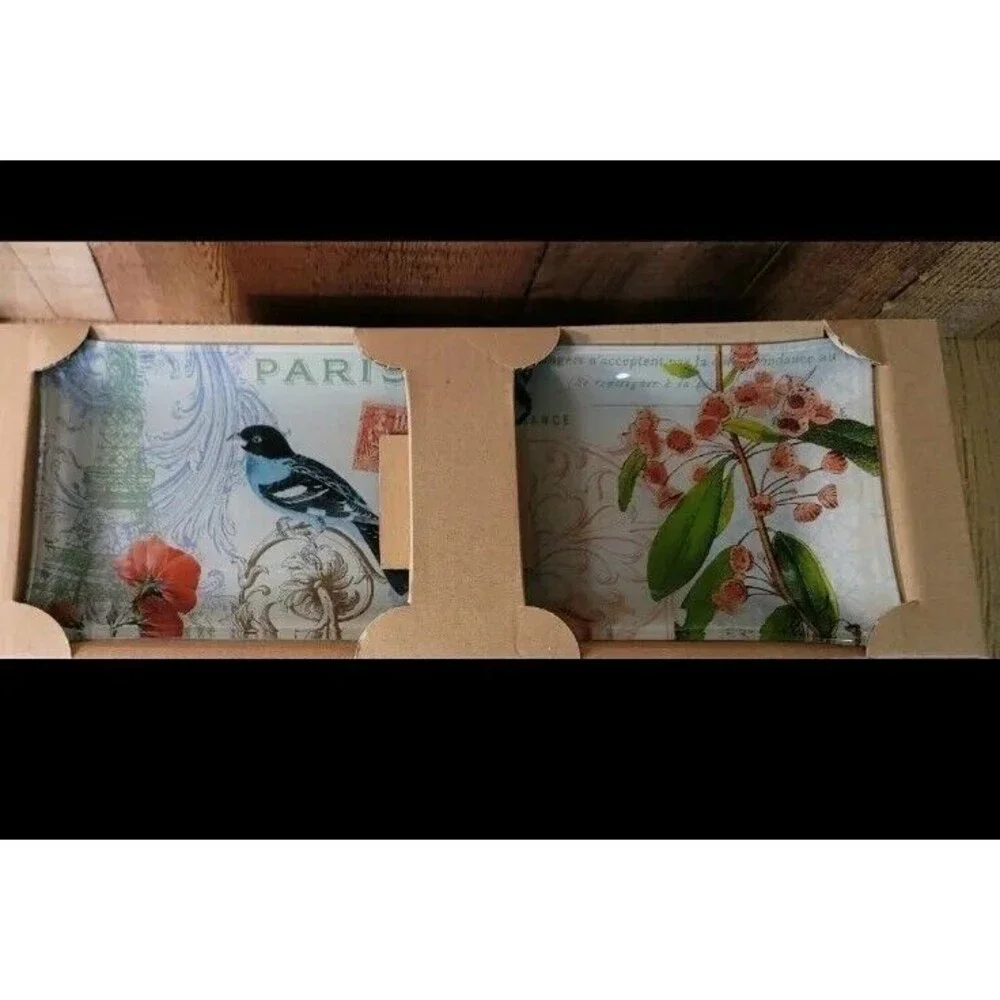 Memories Artisan Glasswork 5 pc. Textured Glass Serving Pieces with Bird/Floral